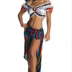 Adult Women’s Day of the Dead Sexy Mexican Serape Costume Adult Size Medium